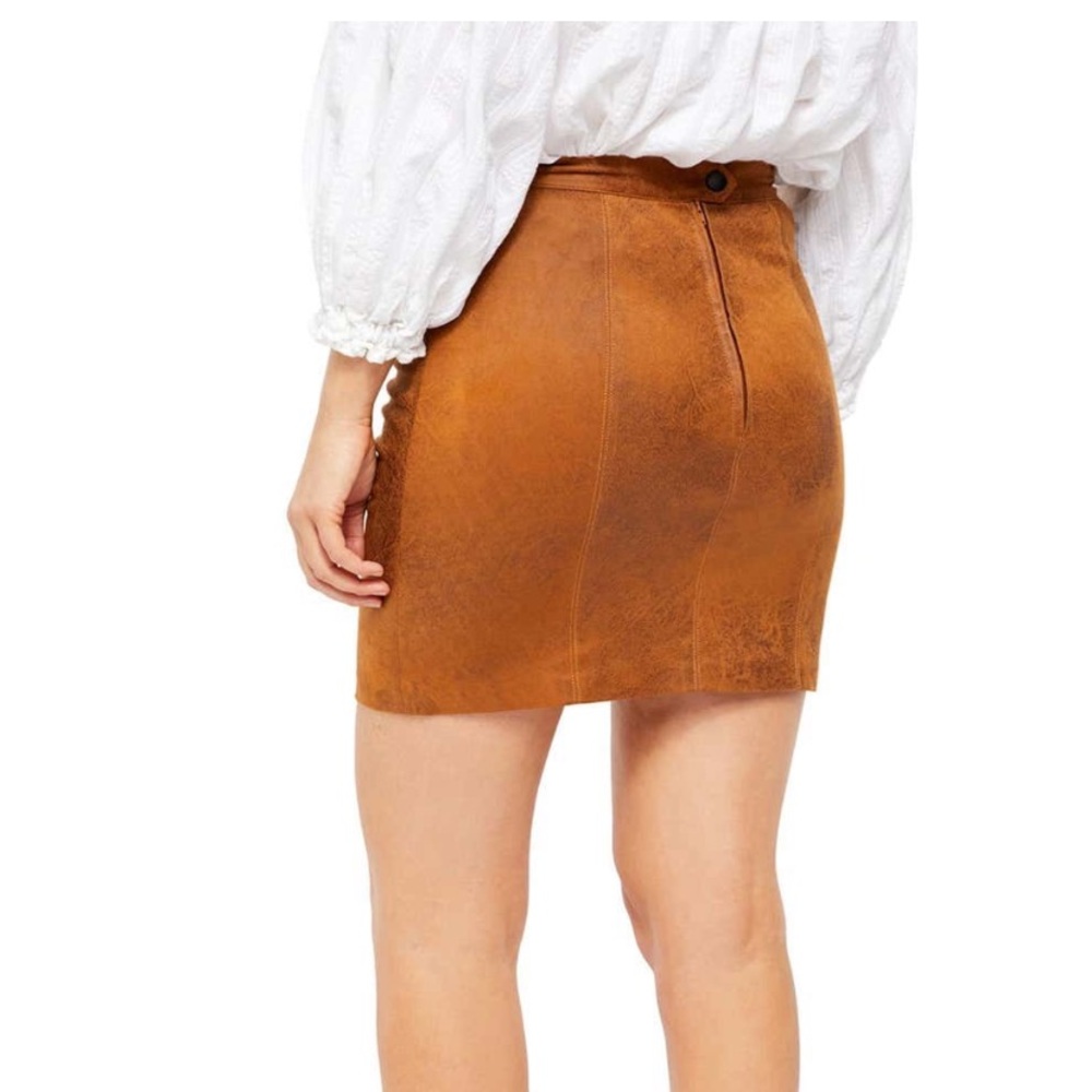 Free People Camel Rumi Ruched Mini Skirt Size XS - Picture 2 of 8